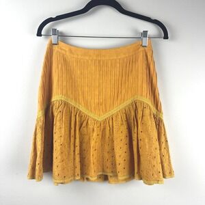 NWT Allison New York Yellow Eyelet Skater Skirt Small